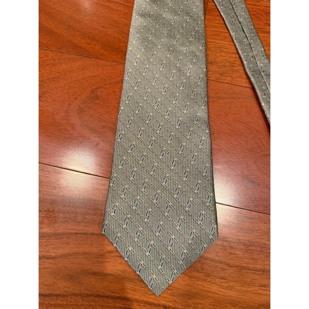 Bill Blass Tie Black Label‎ Abstract Silk Vintage Green Art Deco Design 58